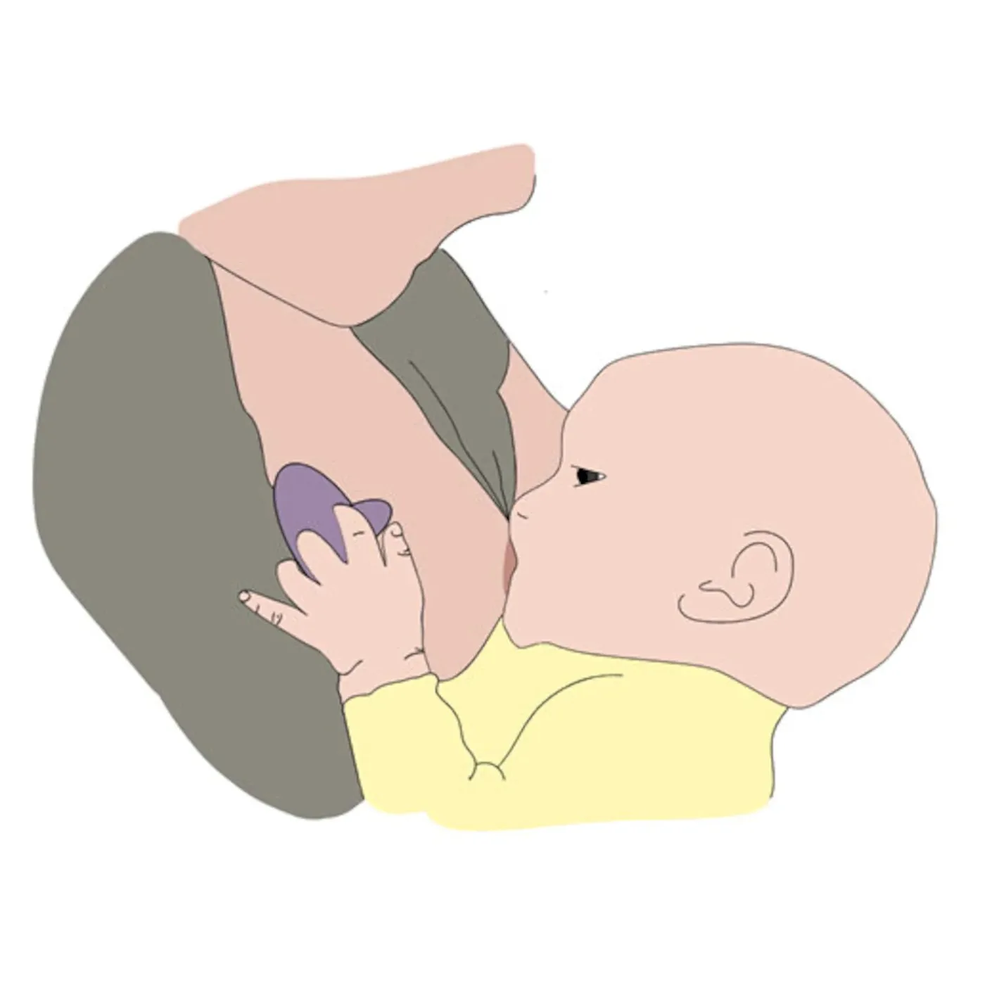 Illustration: Ein Baby trinkt, während seine Hand das TwiddleTip hält